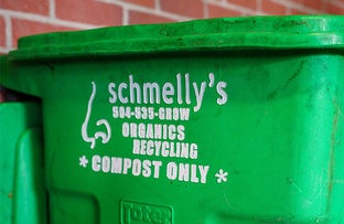 A close-up of a bright green "Schmellyâ€™s" organics recycling bin with "COMPOST ONLY" printed on the side.



A close-up of a bright green "Schmellyâ€™s" organics recycling bin with "COMPOST ONLY" printed on the side.




A close-up of a bright green "Schmellyâ€™s" organics recycling bin with "COMPOST ONLY" printed on the side.




