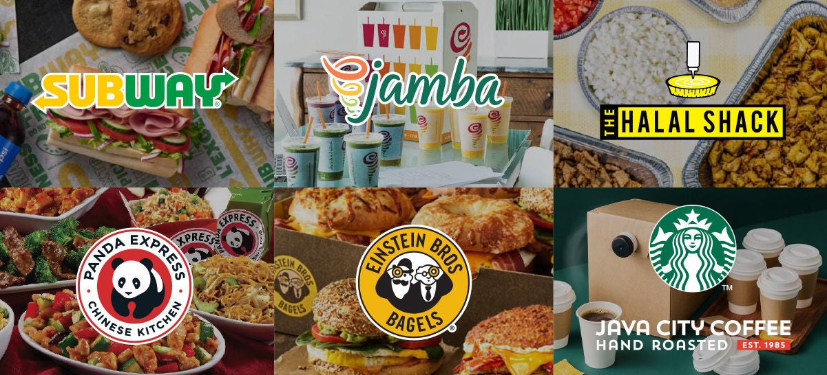 A collage of retail catering foods UC Irvine Dining offers.