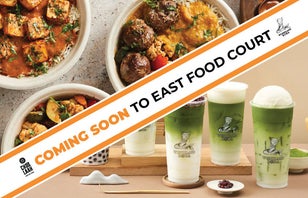 2 food images with text overlay stating "Coming Soon to East Food Court"