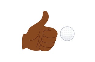 thumb and golf ball